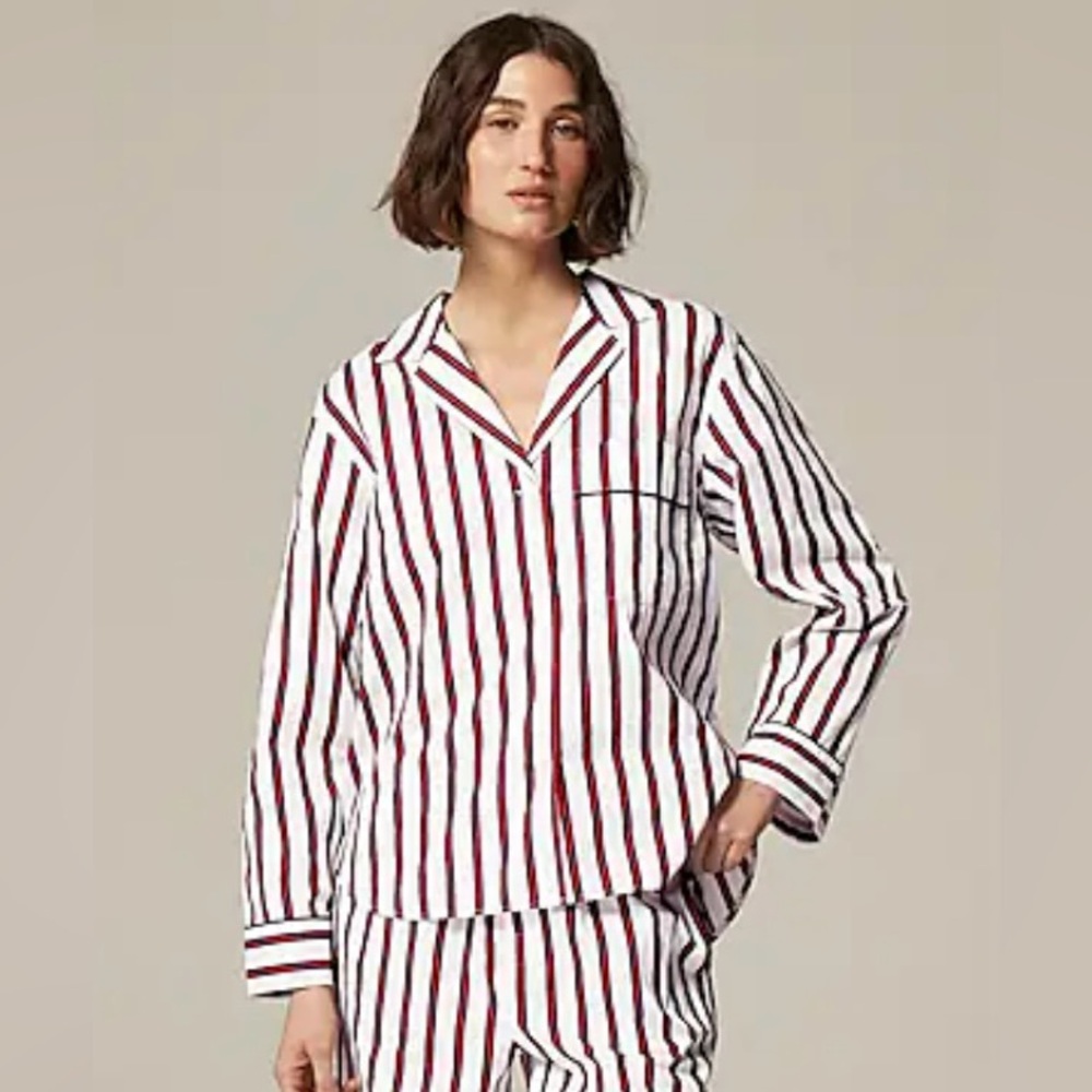 J.Crew Cotton Poplin Pajama Top in multi stripe